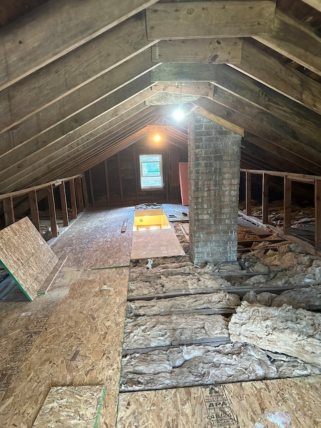 view of unfinished attic