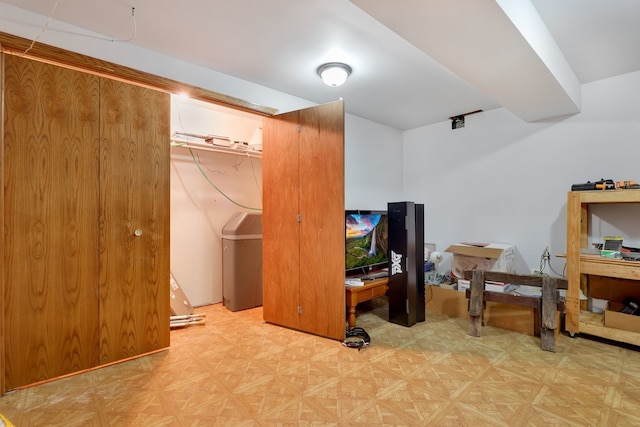 interior space with light parquet flooring