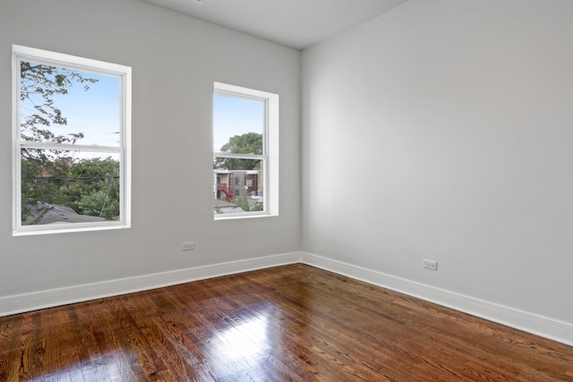 empty room featuring dark hardwood / wood-style flooring