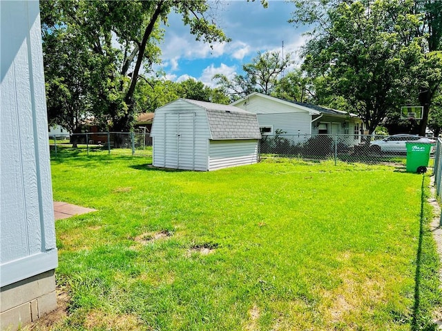 view of yard with a storage unit