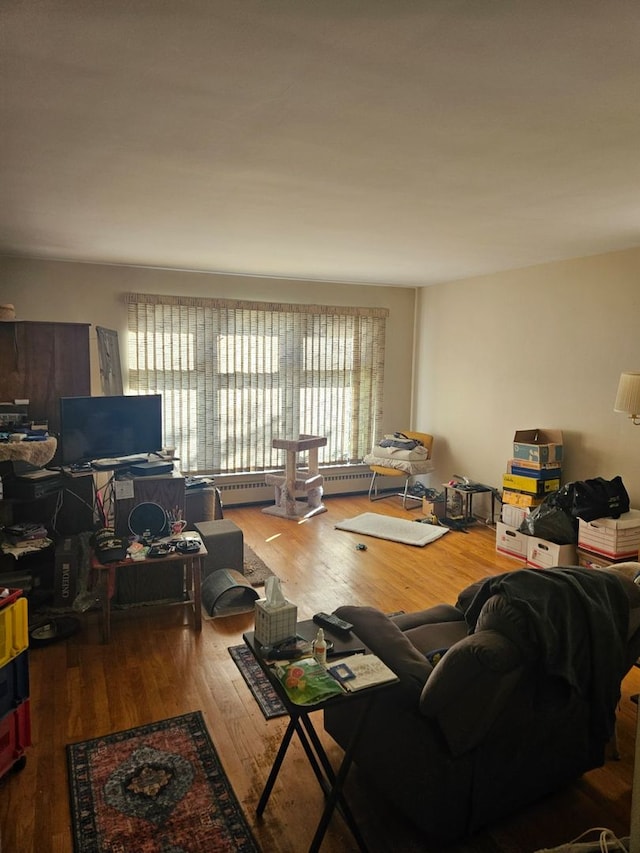 living room with hardwood / wood-style floors