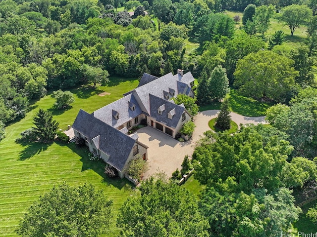 birds eye view of property featuring a rural view