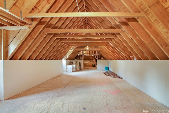 view of unfinished attic