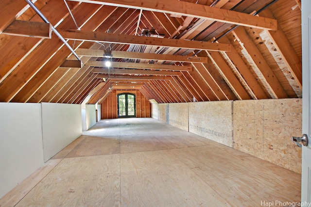 view of unfinished attic