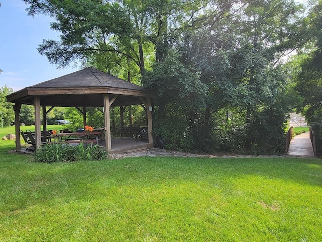 view of yard with a gazebo