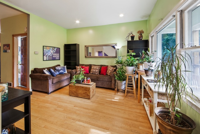 living room featuring light hardwood / wood-style flooring