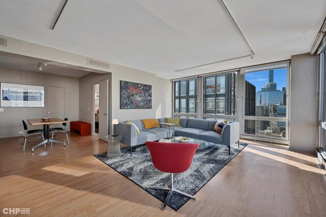 living room featuring hardwood / wood-style flooring