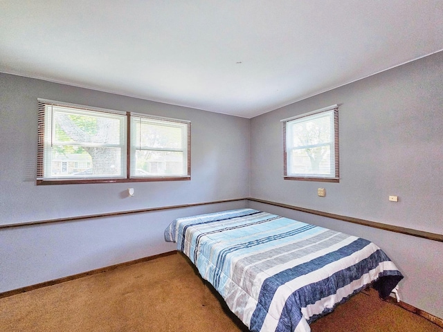 carpeted bedroom with multiple windows