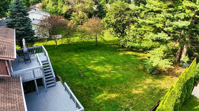 view of yard featuring a wooden deck