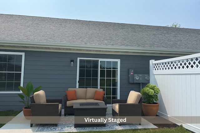 1109 S 2nd St, Oregon, IL 61061 - view of patio featuring an outdoor living space with a fire pit