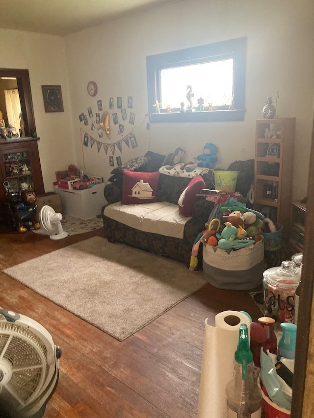 living area with wood finished floors