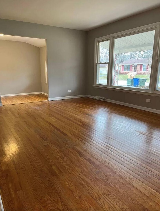 empty room featuring a wealth of natural light and light hardwood / wood-style floors