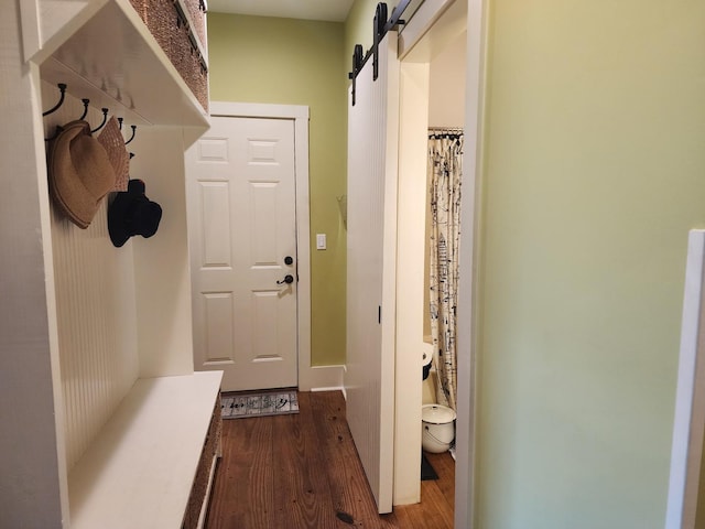 1726 Georgetown Dr, Champaign, IL 61821 - mudroom with wood finished floors and a barn door