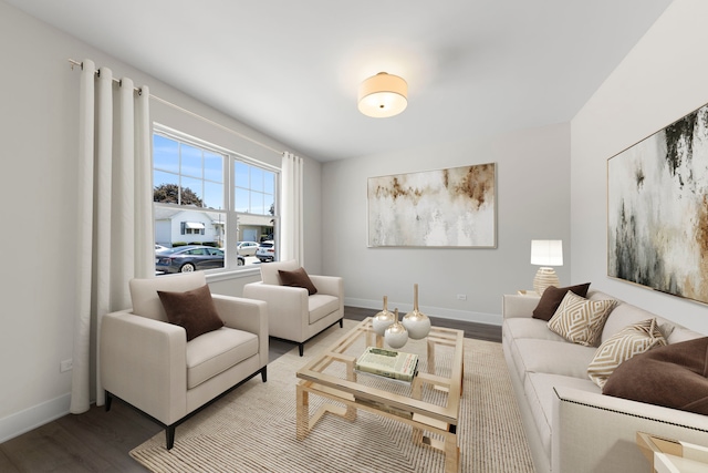 living room with hardwood / wood-style floors