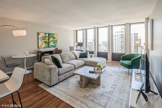 living room with hardwood / wood-style flooring