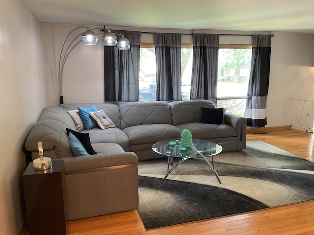 living room featuring light hardwood / wood-style floors