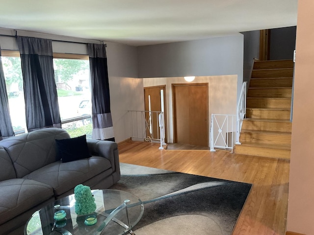 living room with hardwood / wood-style floors