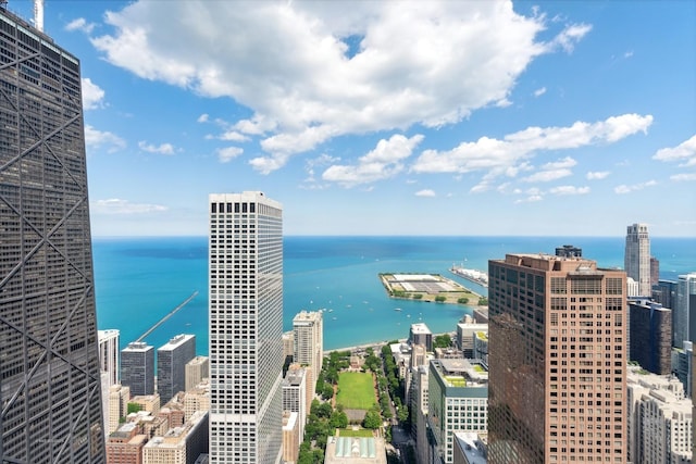 property view of water with a city view