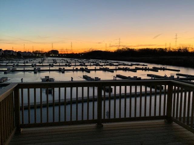 view of dock featuring a water view