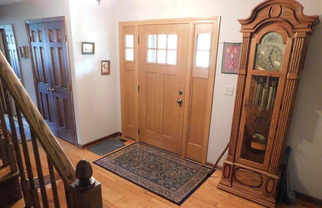 foyer with light wood-type flooring