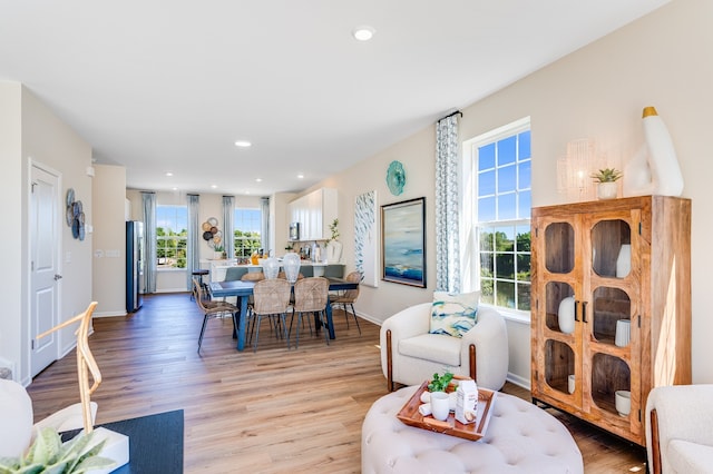 interior space with light hardwood / wood-style flooring