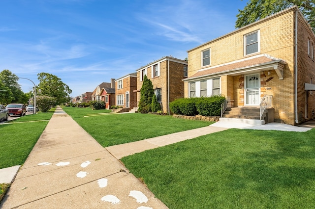 view of property with a front lawn