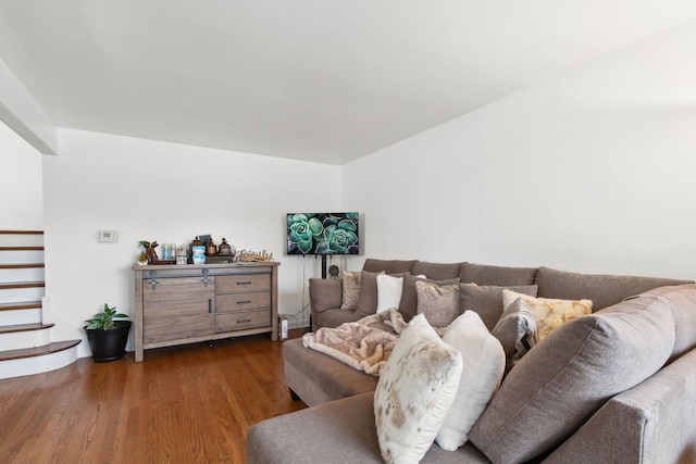 living room featuring dark hardwood / wood-style flooring