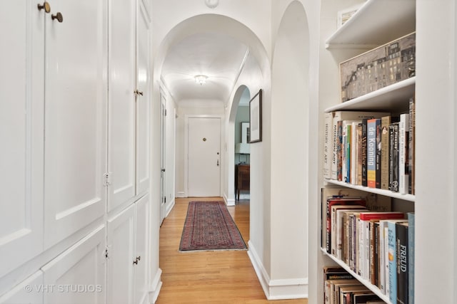 hallway featuring light wood-type flooring