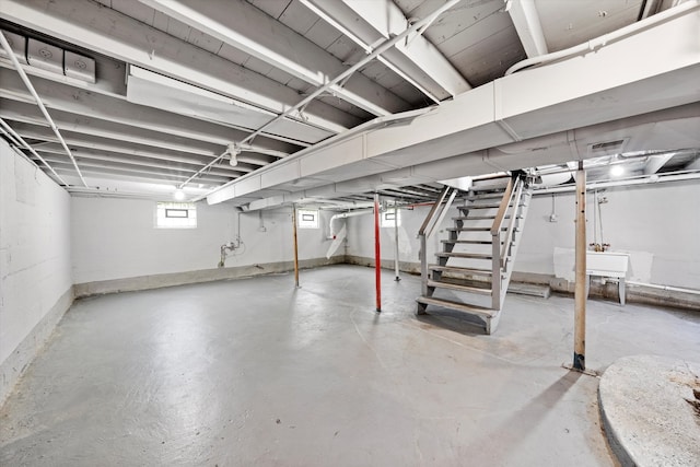 basement featuring sink