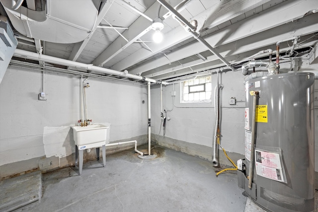 basement with gas water heater