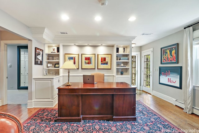 office area featuring light wood-type flooring