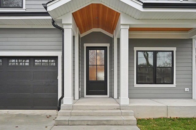 entrance to property with a garage