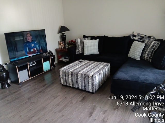 living room with hardwood / wood-style flooring