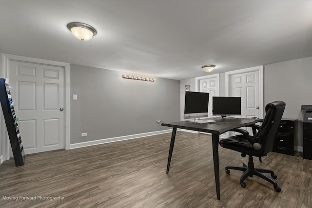 office featuring dark hardwood / wood-style floors