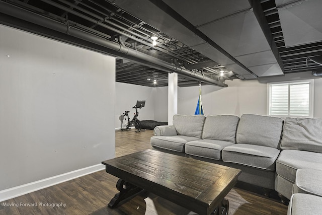 living room featuring dark hardwood / wood-style flooring