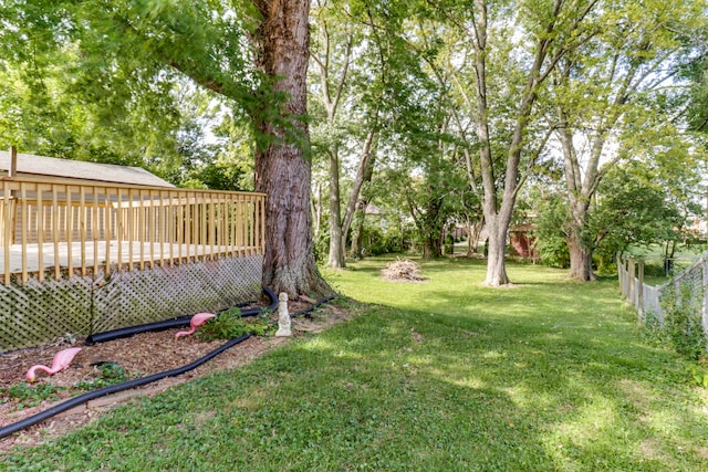 view of yard featuring a deck