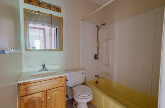 full bathroom featuring vanity, shower / bathtub combination, and toilet