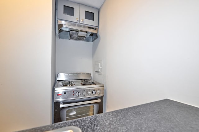 kitchen with stainless steel electric range