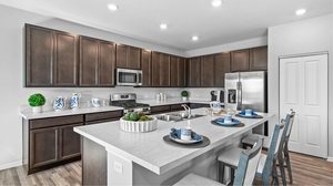 1376 Keller St, Elburn, IL 60119 - kitchen featuring stainless steel appliances, dark brown cabinets, light wood-style floors, a sink, and recessed lighting