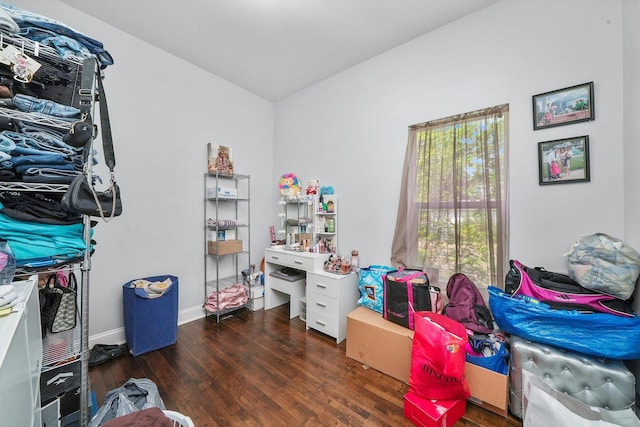 interior space with dark wood-type flooring