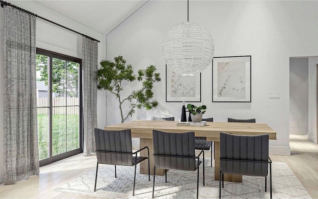 dining space with light hardwood / wood-style flooring