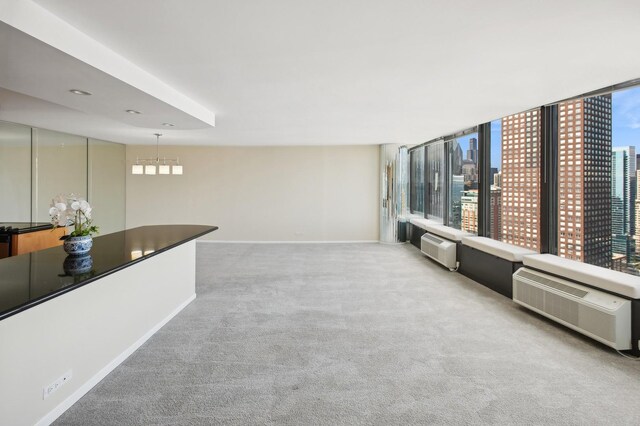 living room featuring light colored carpet