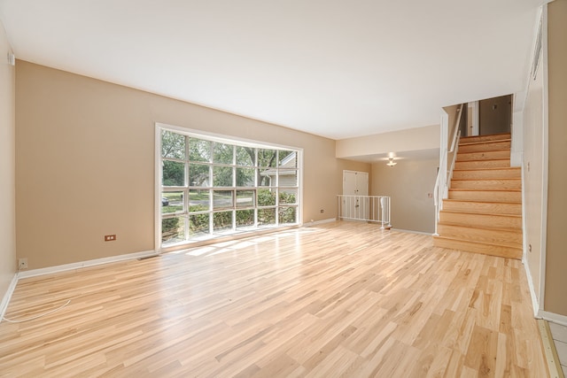 unfurnished living room featuring light hardwood / wood-style floors