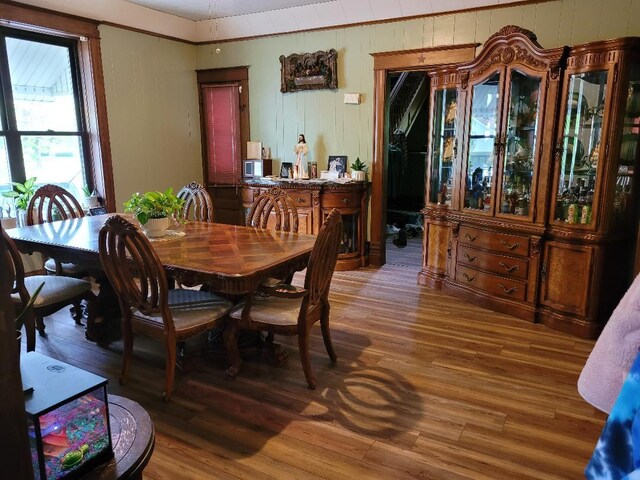 dining area featuring wood-type flooring