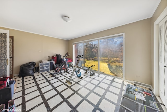 interior space featuring crown molding