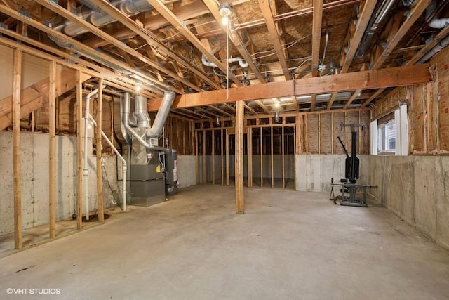 basement featuring water heater