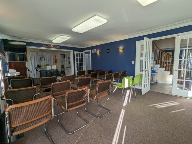 misc room featuring ornamental molding, tile patterned flooring, and french doors