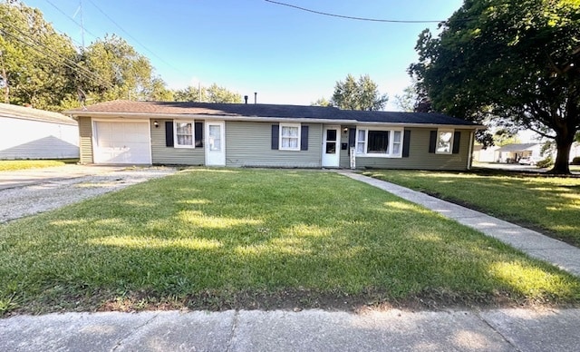 ranch-style house featuring a front lawn