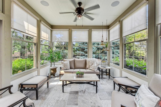 1 Willowcrest Dr, Oak Brook, IL 60523 - sunroom / solarium featuring a ceiling fan and outdoor lounge area