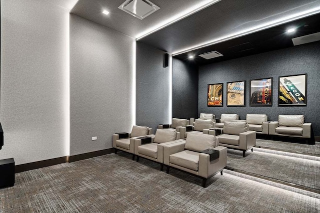 view of carpeted home theater room